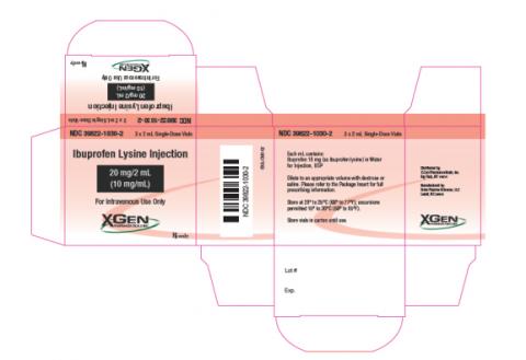 Label, X-Gen Ibuprofen Lysine Injection 2 mL single-dose vial carton