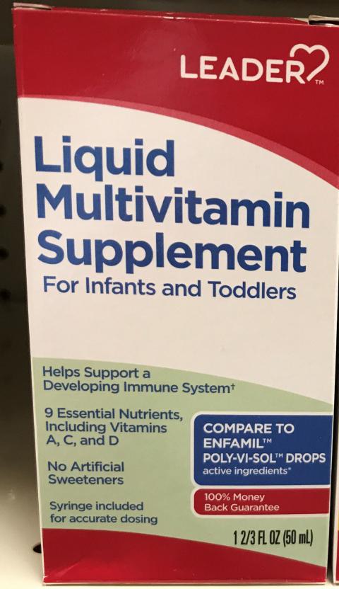 Leader Liquid Multivitamin Supplement for Infants and Toddlers 50 mL, UPC 096295128611 ALL LOTS.jpg