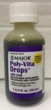 Major Pharmaceuticals Poly-Vita Drops W Iron, 50ML, 00904-5100-50, ALL LOTS.jpg