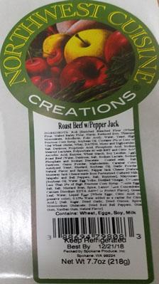 Product label, Northwest Cuisine Creations, Roast Beef w-Pepper Jack