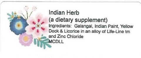 Product labeling Indian Herb