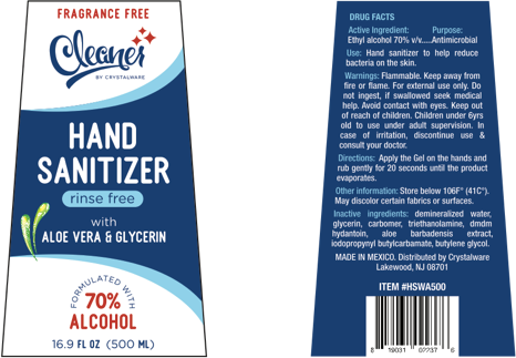 Cleaner Hand Sanitizer 500 ml, front and back label