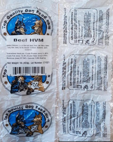 Top Quality Dog Food.com, Beef HVM, 1 lb.