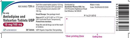 “Amlodipine and Valsartan Tablets USP, 10 mg/160 mg, 30 Tablets”