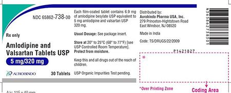 “Amlodipine and Valsartan Tablets USP, 5 mg/320 mg, 30 Tablets”