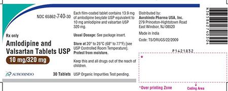 “Amlodipine and Valsartan Tablets USP, 10 mg/320 mg, 30 Tablets”
