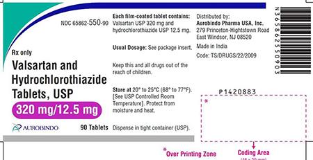 “Valsartan and Hydrochlorothiazide Tablets, USP, 320 mg/12.5 mg, 90 Tablets”