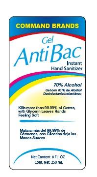 Front label, Command Brands Gel AntiBac Instant Hand Sanitizer
