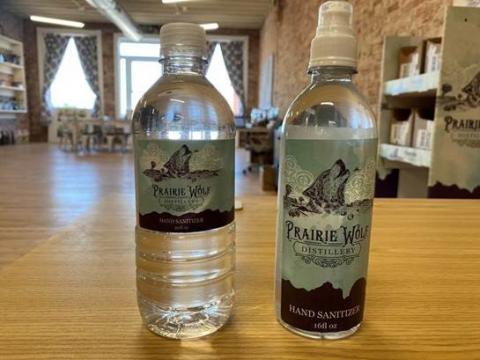 Prairie Wolf Distillery Hand Sanitizer front label