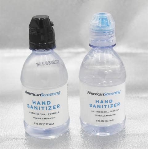 Hand sanitizer is packaged in 8 oz. containers