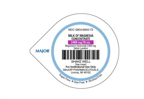 Product Lid, Major Milk of Magnesia Concentrate 2400 mg/10mL, For Institutional Use Only