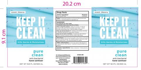 Scent Theory Keep Clean Hand Sanitizer 70% Alcohol, 16.9 fl oz (back)