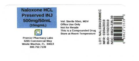 Naloxone HCL, Preserved INJ, 500mg/50mL, Premier Pharmacy Labs