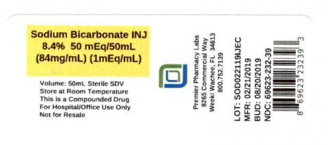 Sodium Bicarbonate INJ, 8.4% 50 mEq/50mL (84mg/mL) (1 mEq/mL), Premier Pharmacy Labs