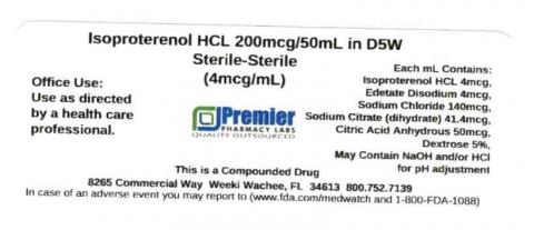 Isoproterenol HCL in D5W (Sterile to Sterile) 200mcg/50mL (4mcg/mL), Premier Pharmacy Labs