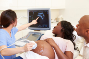 Image of a pregnant woman getting an ultrasound