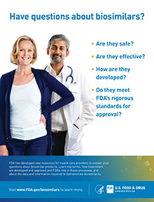 Biosimilars print ad Version with male doctor, female patient