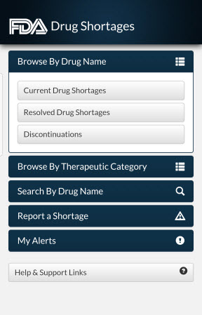 FDA Drug Shortages App