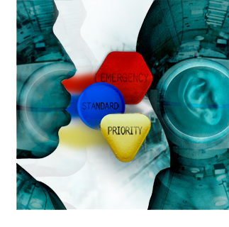 Guidance Outlining How FDA Communicates, Prioritzes Drug Safety Issues (Graphic of two head profiles with their mouth and ear highlighted. 3 pills shaped and colored of the classification levels.)
