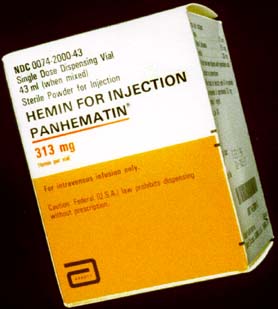 Box labeled Hemin for Injection; Panhematin