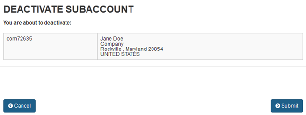 FDA Industry Systems User Guide: Subaccount Management - Figure 5