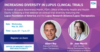 Increasing Diversity in Lupus Clinical Trials webinar on May 26 at 6PM