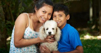 family with dog