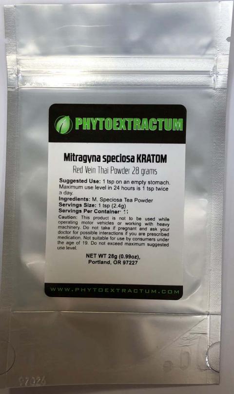 "PHYTOEXTRACTUM MITRAGYNA SPECIOSA KRATOM RED VEIN THAI POWDER 28G"