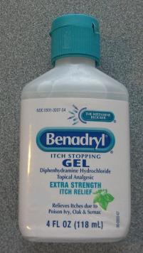 Old product label (front) for Benadryl Extra Strength Itch Stopping Gel