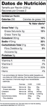 Hechos de la nutrición en las etiquetas de imágenes Descarga Etiqueta 1