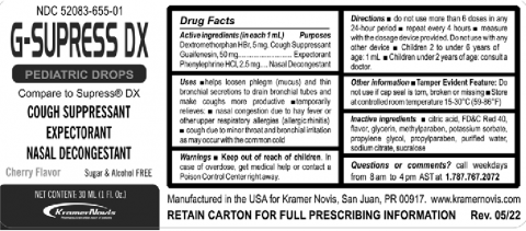 "G-SUPRESS DX, Pediatric Drops, Cough Suppressant, Expectorant, Nasal Decongestant, Cherry Flavor, 30 ml"