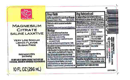 Representative labeling, Magnesium Citrate Saline Laxative Oral Solution, Lemon Flavor