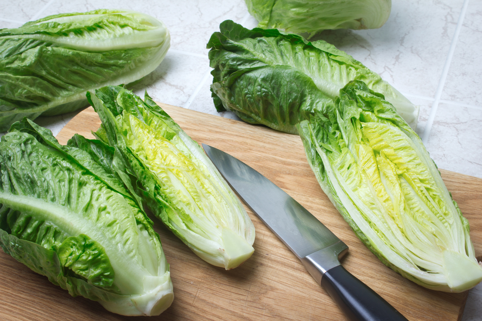 Romaine Lettuce on Chopping Board