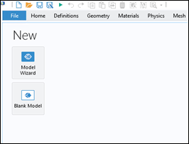 Screenshot of File - New - Model Wizard