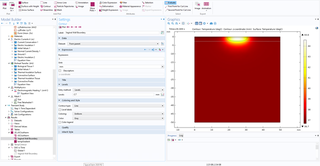 Screenshot of Isothermal Line and Thermal Contour - 2D Plot Group - Contour