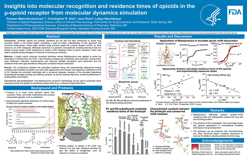 Insights into molecular recognition and residence times of opioids in the µ-opioid receptor from molecular dynamics simulation
