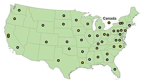 Click for a larger and more detailed map of Vet-LIRN laboratories 