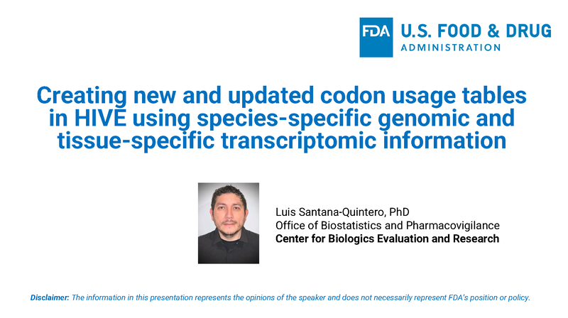 Creating new and updated codon usage tables in HIVE using species-specific genomic and tissue-specific transcriptomic information