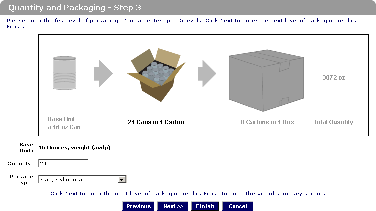 Prior Notice for Food Articles Step-by-Step Instructions for PNSI: Using the Packaging Wizard Step 3