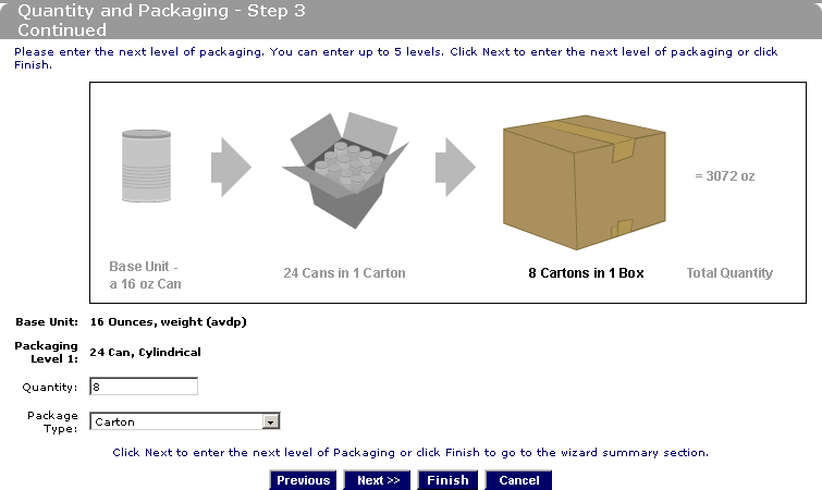 Prior Notice for Food Articles Step-by-Step Instructions for PNSI: Using the Packaging Wizard Step 3a