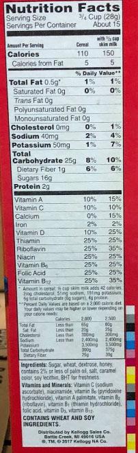 Nutrition panel - 15.3 oz