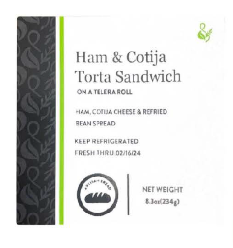 Ham & Cotija Torta Sandwich on Telera Roll front label