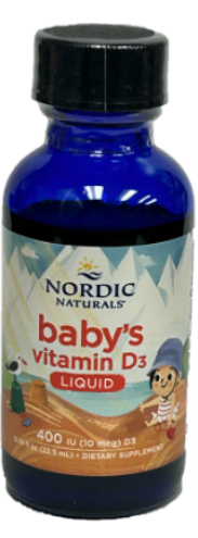 Nordic Nautrals Baby’s Vitamin D3 Liquid front panel bottle label