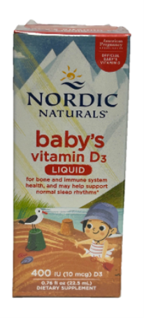 Nordic Nautrals Baby’s Vitamin D3 Liquid front panel box label