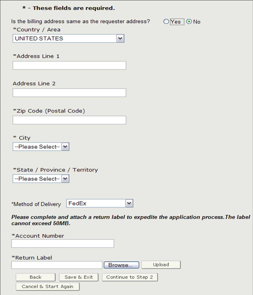 Billing Address/Method of Delivery