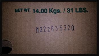 Lot code on carton of Maradol Papayas