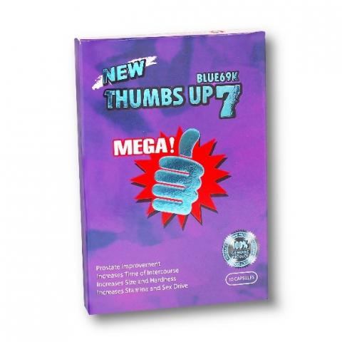 Front of package, Thumbs Up 7 Blue 69K