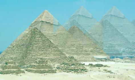 Photo collage of pyramids