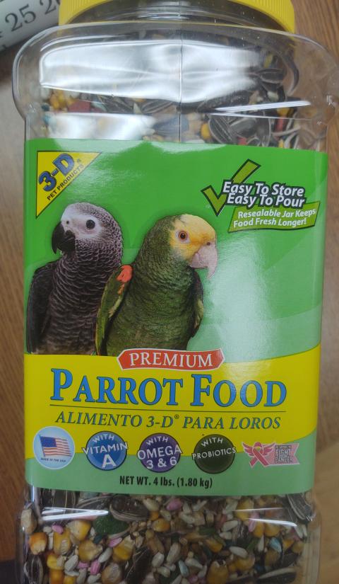 Image 3: “Photograph of label for 3-D Parrot Food Front Panel, 4 lbs.”
