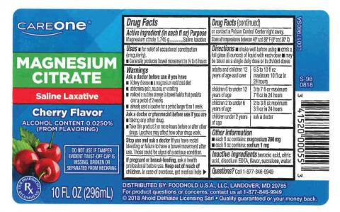 “CAREone Magnesium Citrate Saline Laxative, Cherry Flavor”